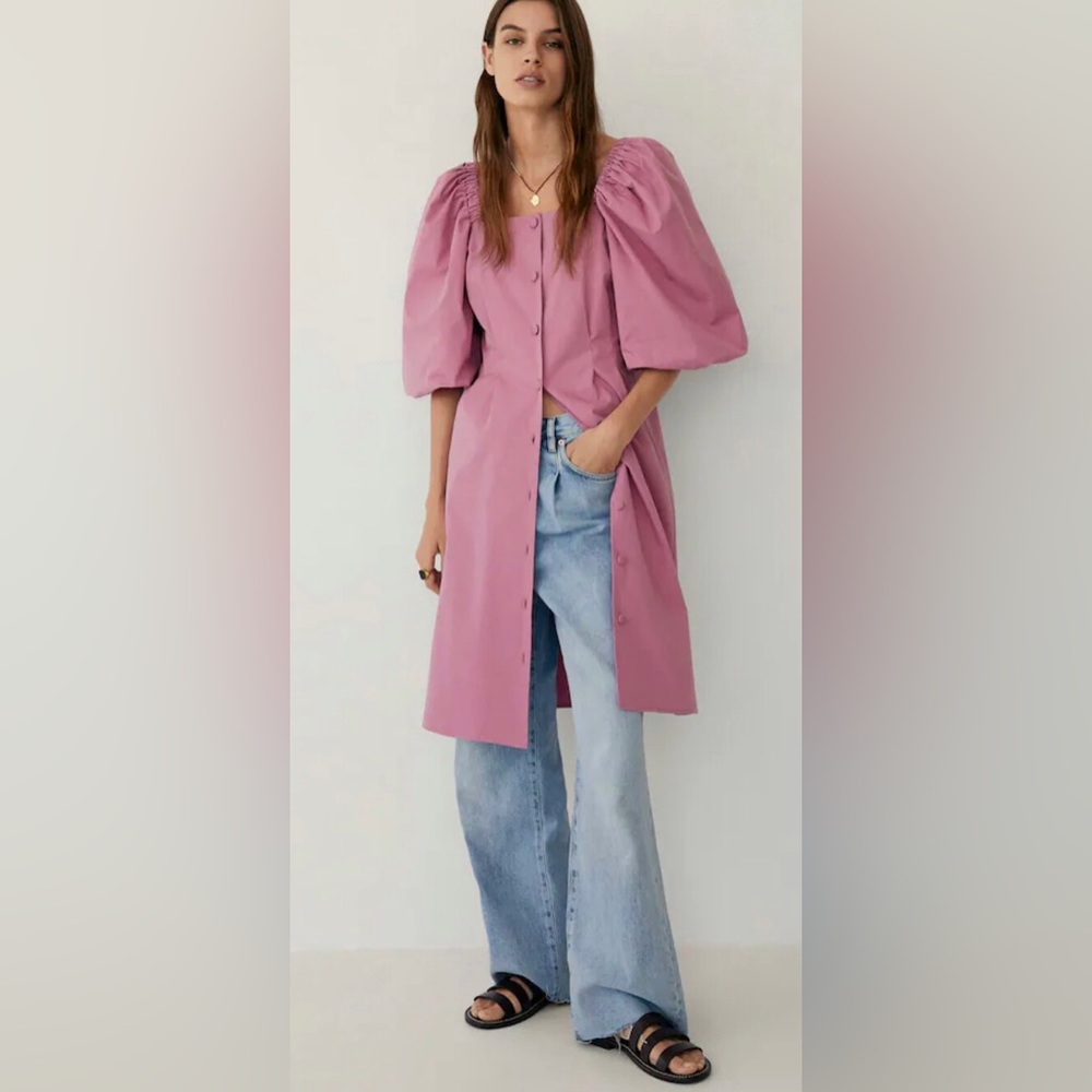 Mango Cotton Poplin buttoned dress, Size: XS
